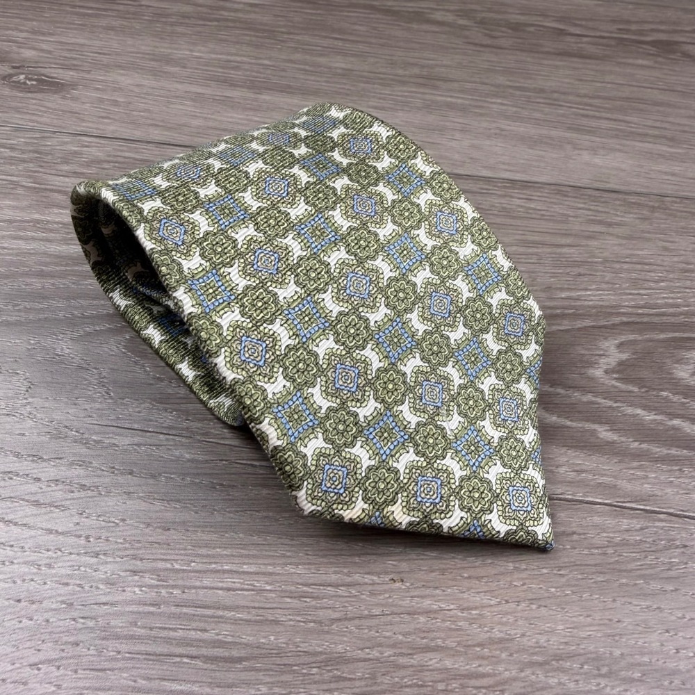 Jos. A. Bank Mens Necktie Executive Collection Silk Medallion Green One Size